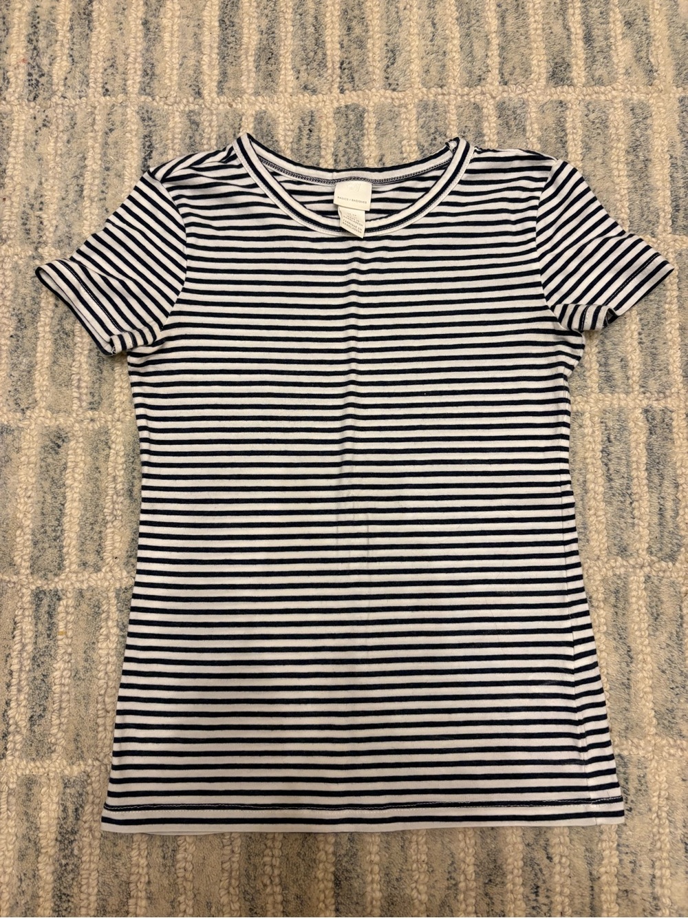 H&M Striped Crewneck Short Sleeve Top - Navy & White